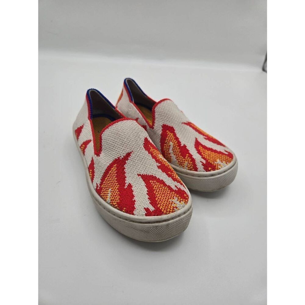 Rothys Kids Flame Sneakers Size 10 White Orange